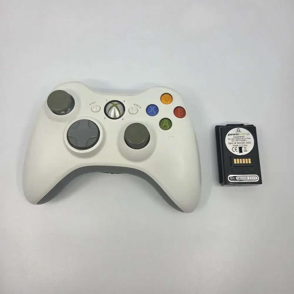 Official OEM Original Microsoft Xbox 360 Wireless Controller White + Powerpak